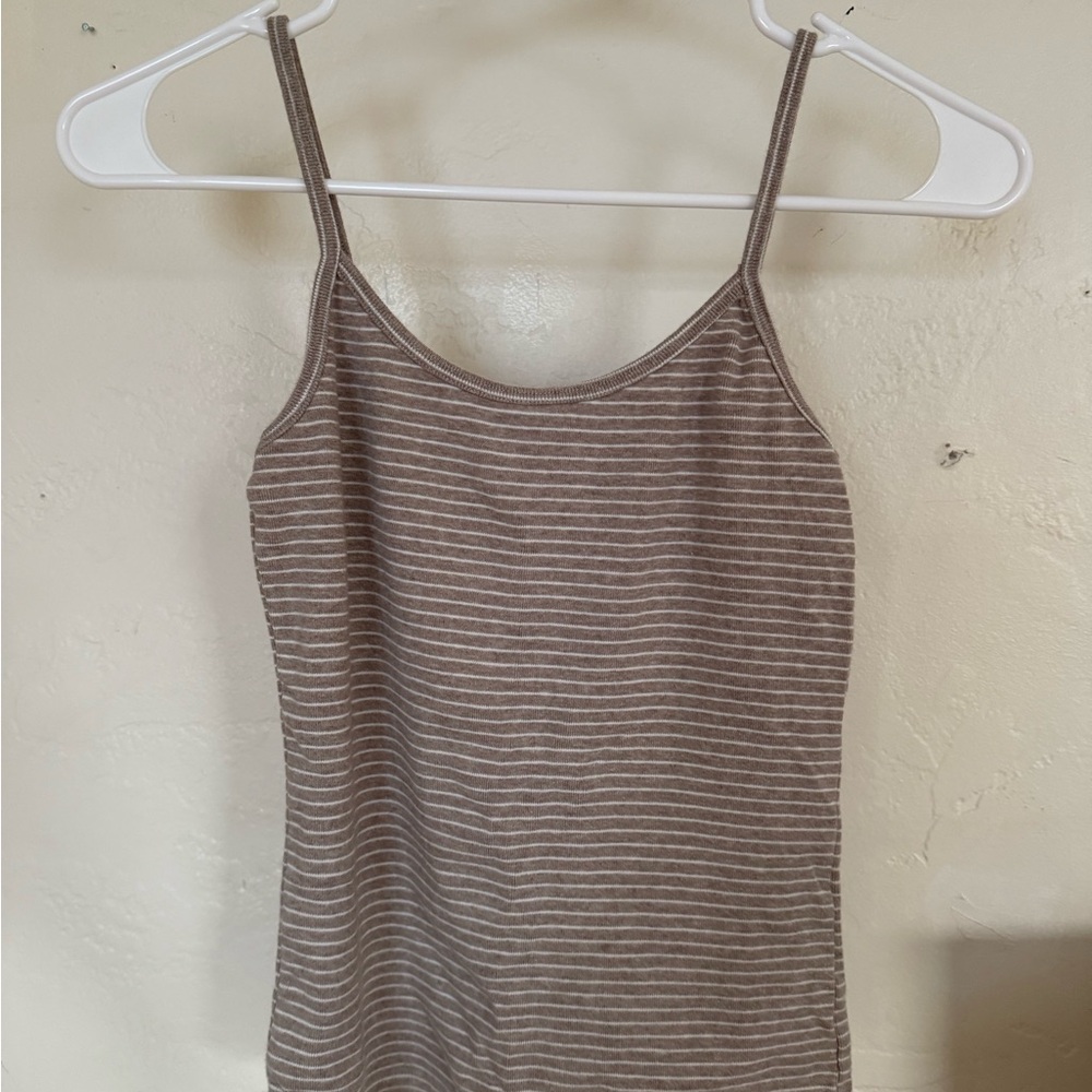 Brandy Melville Brown and White Striped tank top - Picture 2 of 3